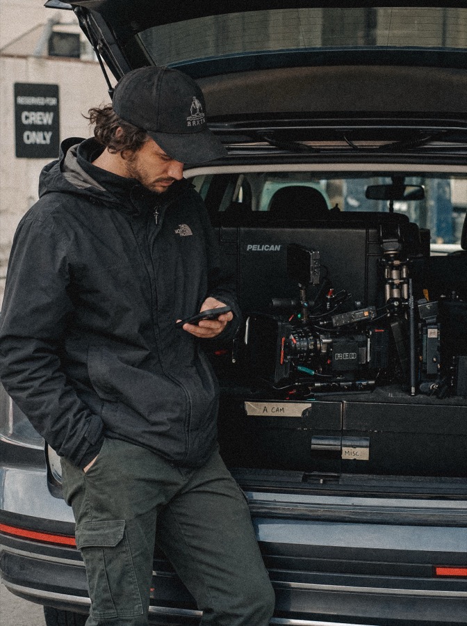 A Rolling Digital crew member checking their day on the road